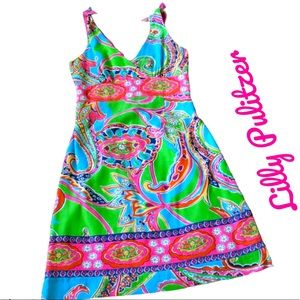 Lilly Pulitzer Women's Silk Paisley Sleeveless V-Neck Dress